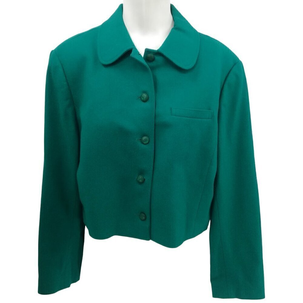 Vintage Pendleton Cropped Virgin Wool Green Blazer Size M/L? Collar Lined 1950s